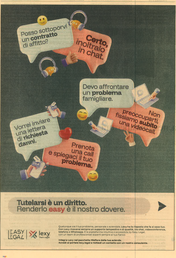 Pubblicità Easy Legal su Sole 24 Ore